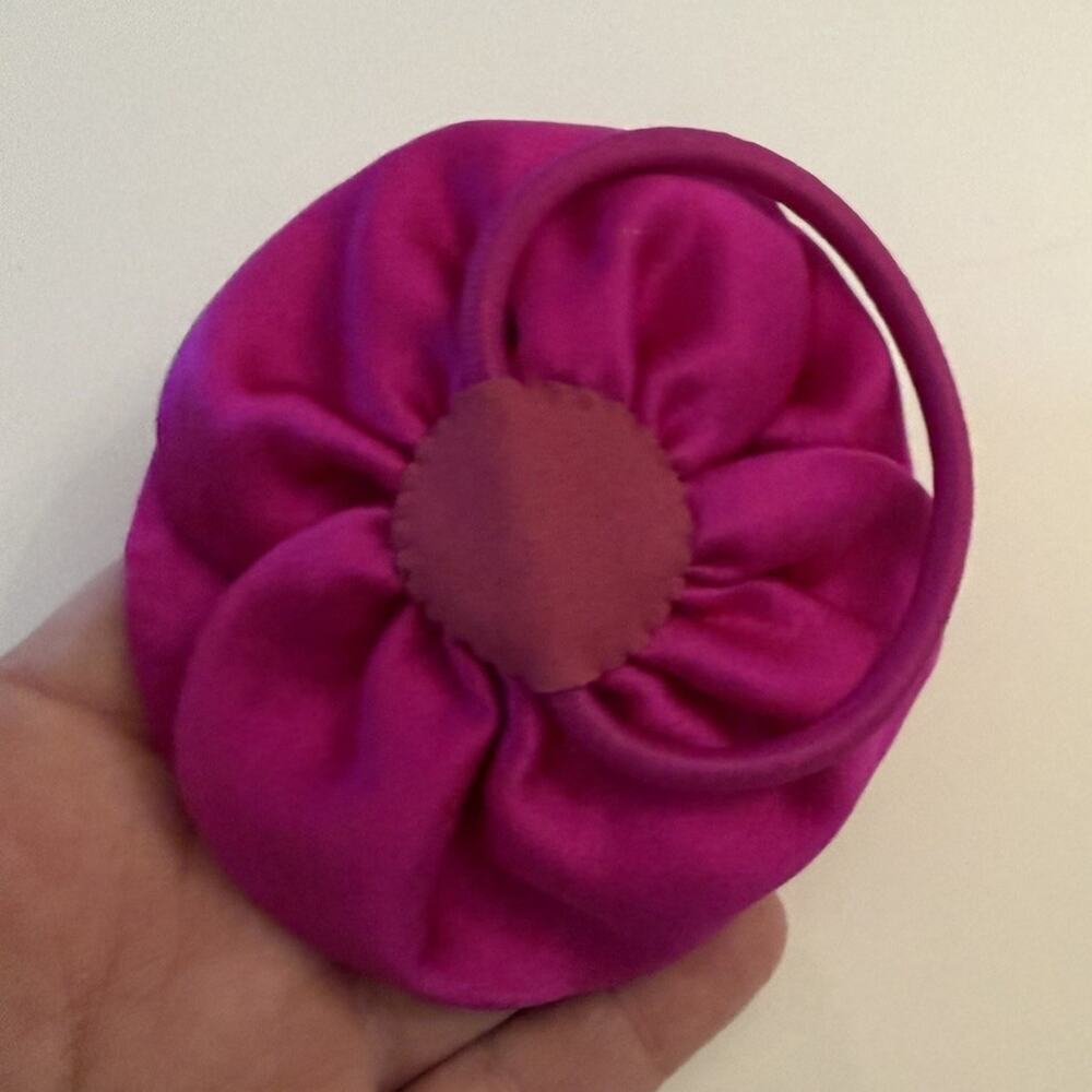 NWOT 3 Satin Schrunchies with Rosettes in Black, Cream & Pink by Zara & J Crew - Picture 7 of 7